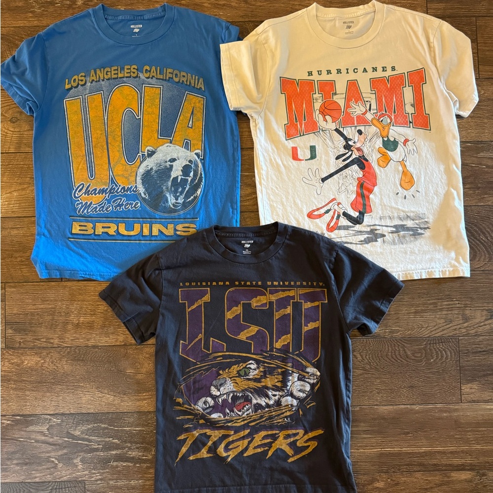 Hollister NCAA Graphic Tees Bundle - Excellent Condition